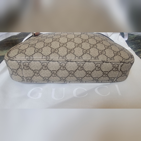 NWT Gucci GG Emblem Monogram Canvas Leather Trim Small Shoulder Bag 2 Straps - Picture 7 of 15